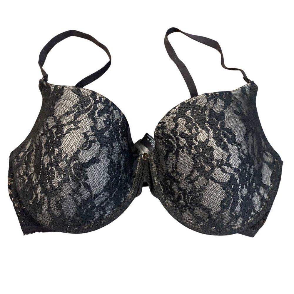 Natori Black Lace Underwire Bra 32DD Adjustable Straps